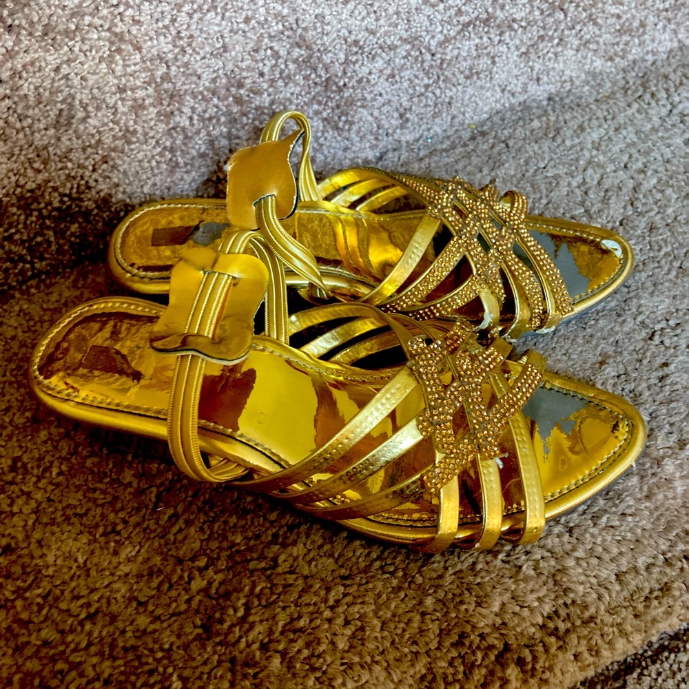 Golden high heels